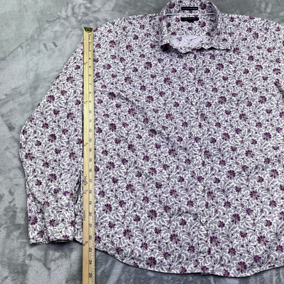 Lands' End Tops - Lands' End Women's Floral Print No Iron Pinpoint Oxford Button Down Shirt Sz 18